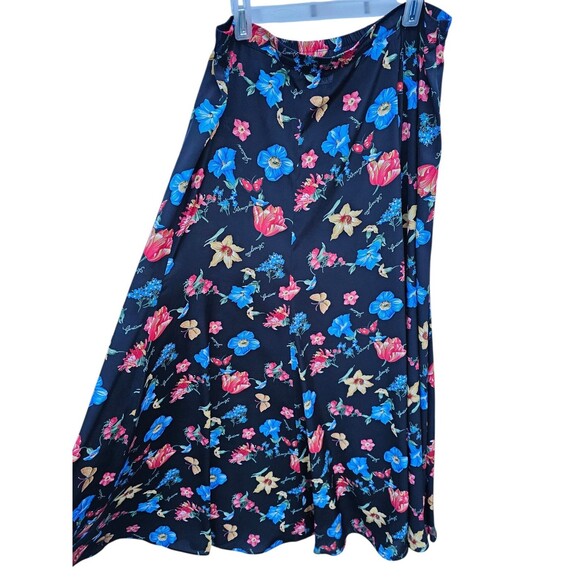 Vintage Kasper ASL Blouse 6 Skirt 10 Set Hawaiian Outfit Black Floral Shirt Top - Picture 5 of 16